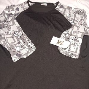 LuLaRoe Disney daffy duck  Randy Raglan sleeve Top SZ 3xl NEW